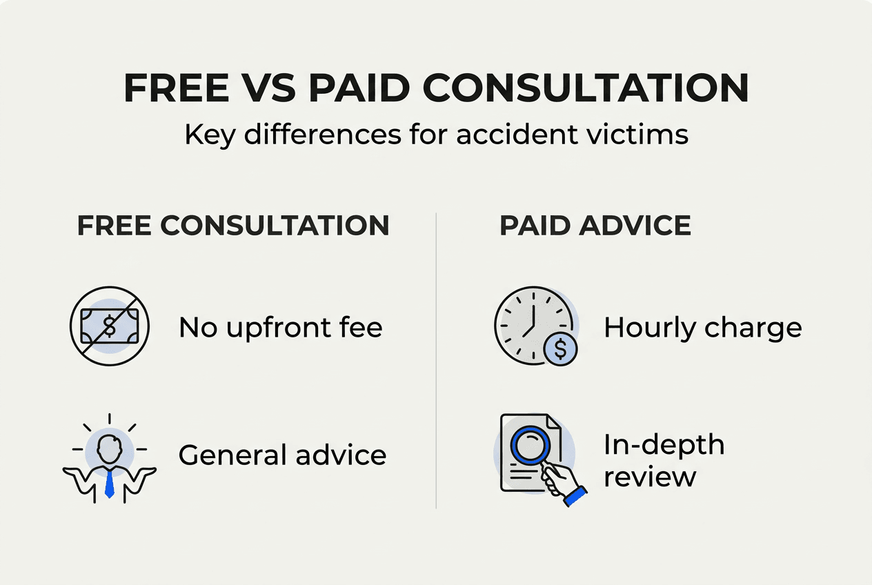 Infographic comparing free and paid consultations