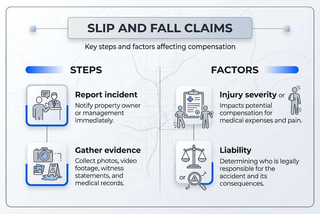 Infographic explaining slip and fall claims steps