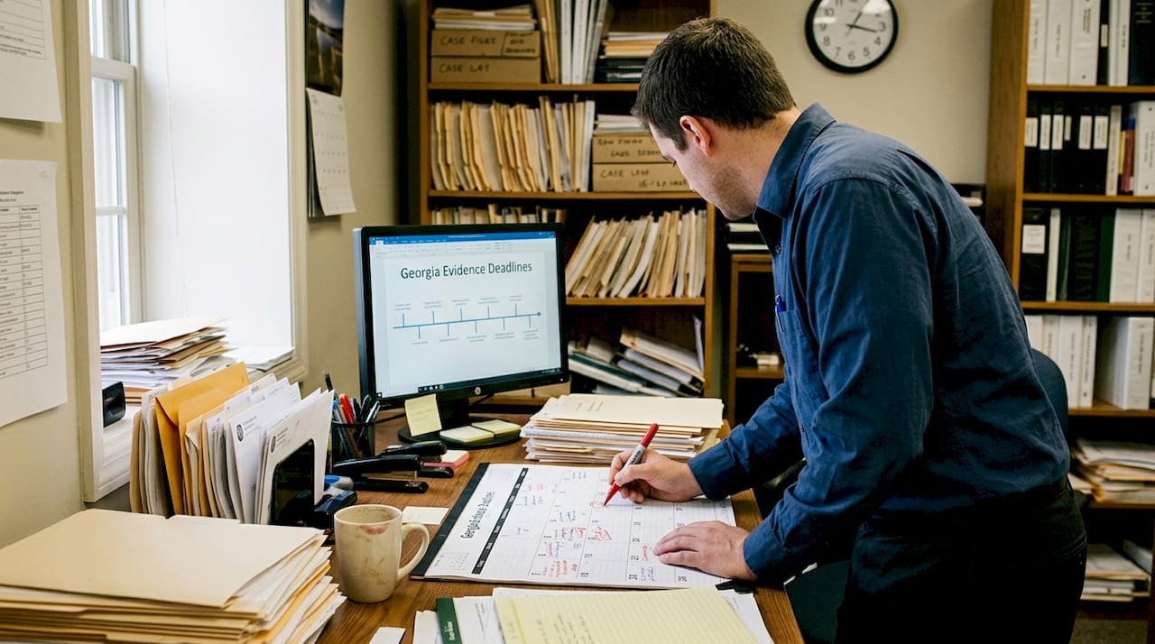 Paralegal marking evidence deadline calendar