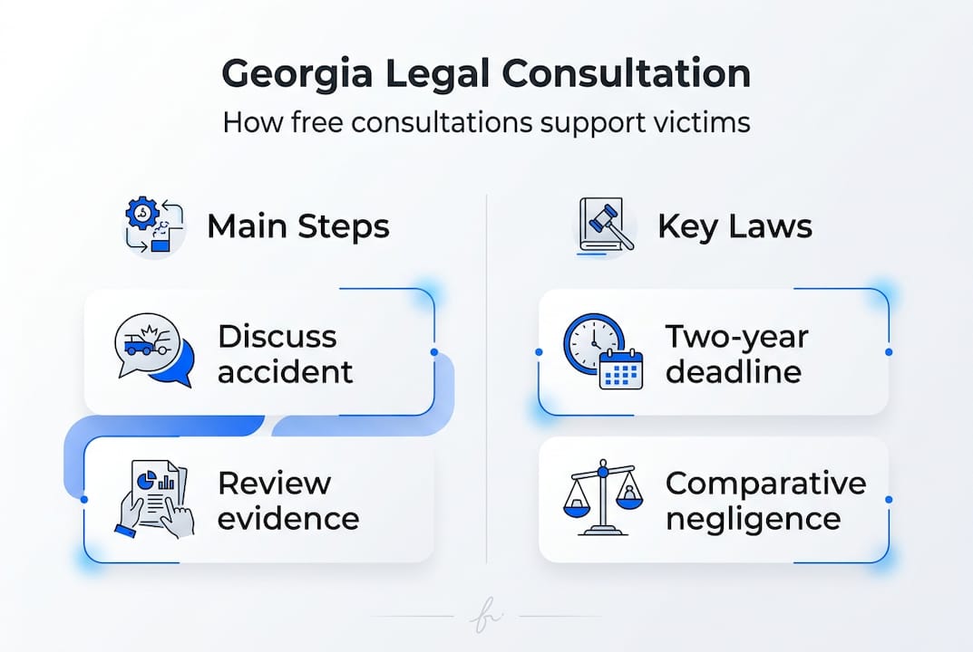 Infographic summarizes Georgia legal consultation steps and laws