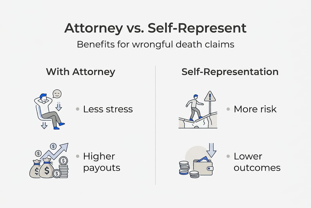 Infographic comparing attorney and self-representation benefits