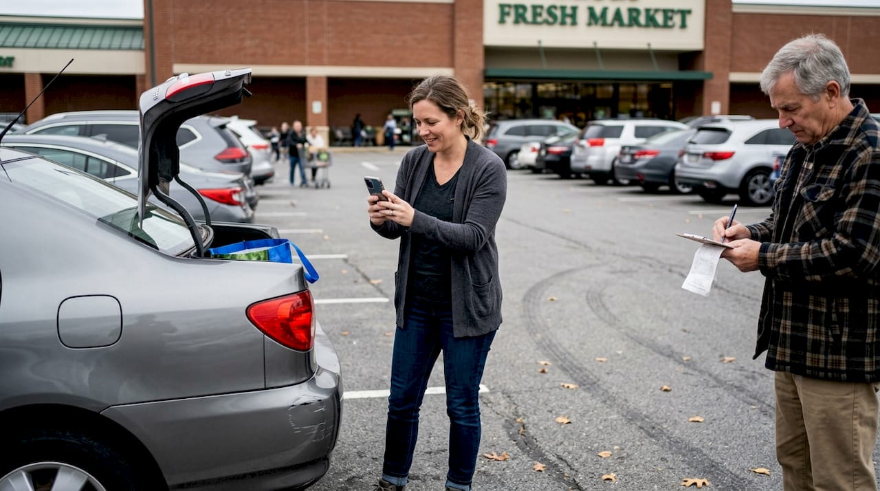 Woman documents car accident evidence