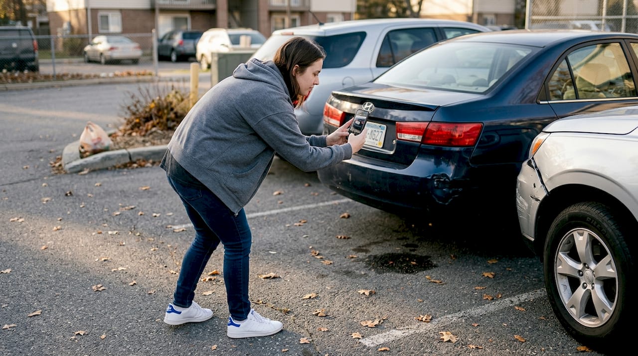 Woman documents accident with smartphone photos