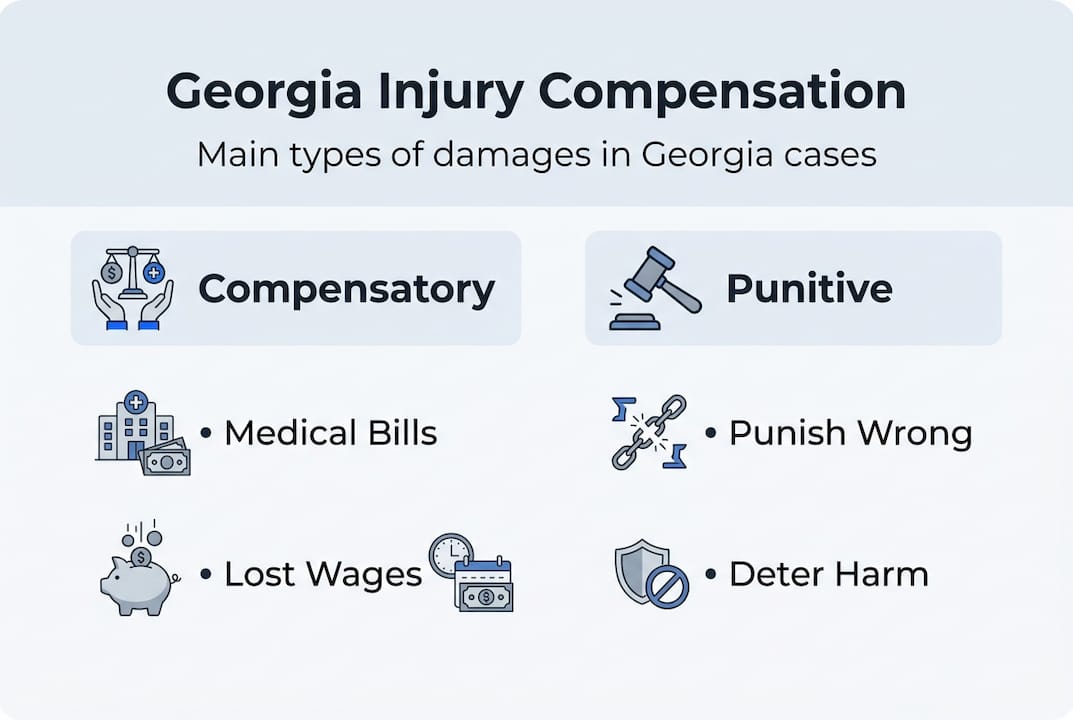 Infographic showing Georgia injury compensation types