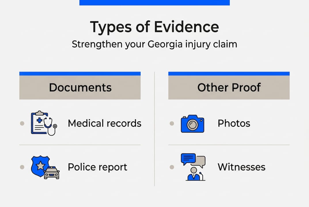 Infographic listing injury evidence types
