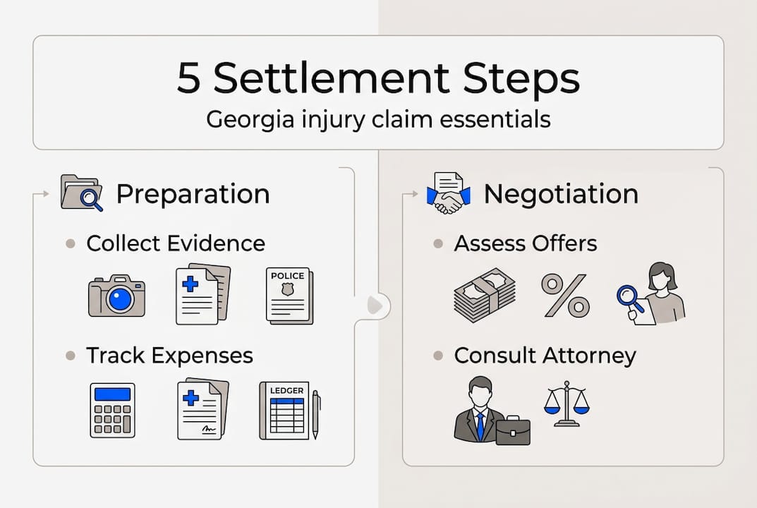 Infographic summarizing Georgia injury settlement steps