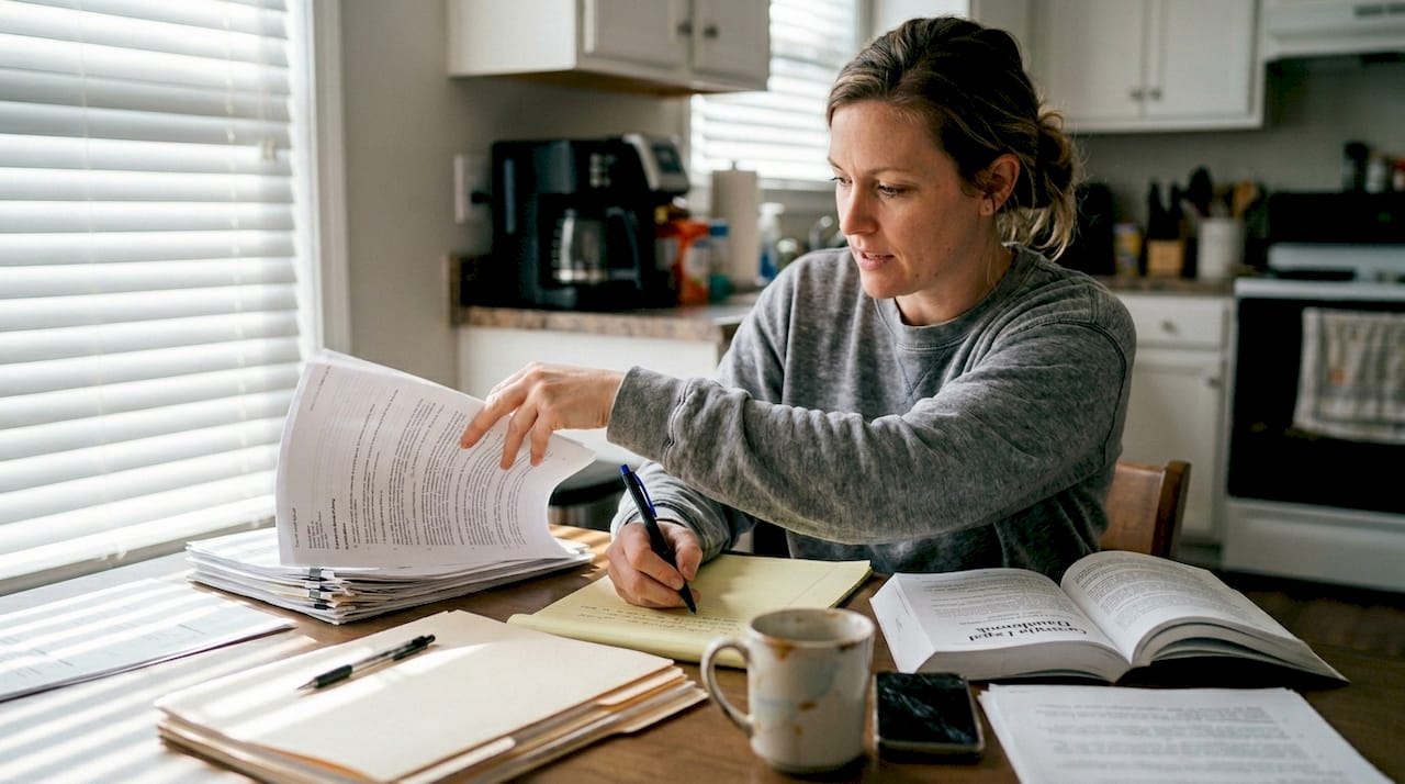 Person reviewing eligibility legal documents