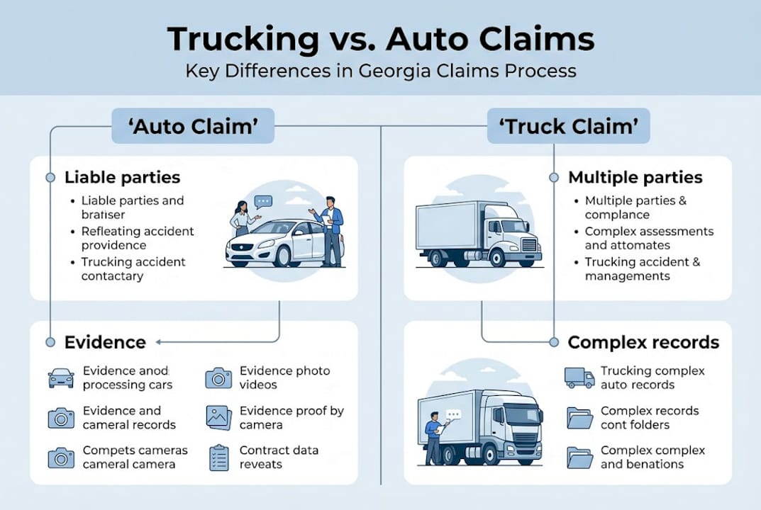 Infographic comparing trucking and auto claims