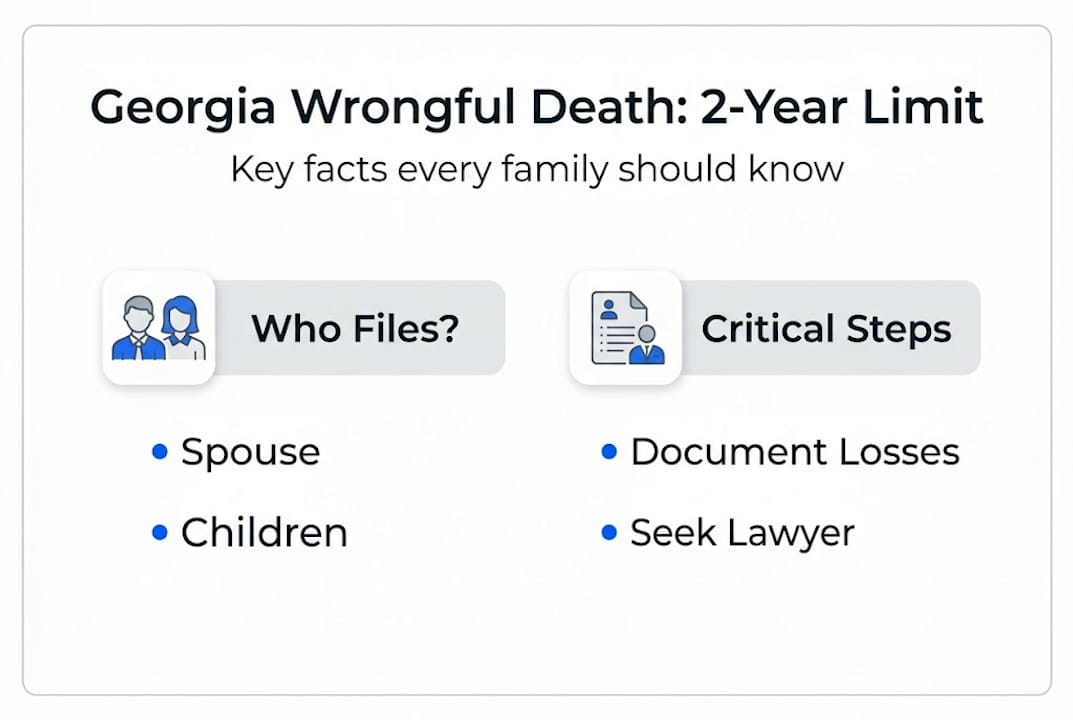 Infographic showing Georgia wrongful death timeline and filing steps