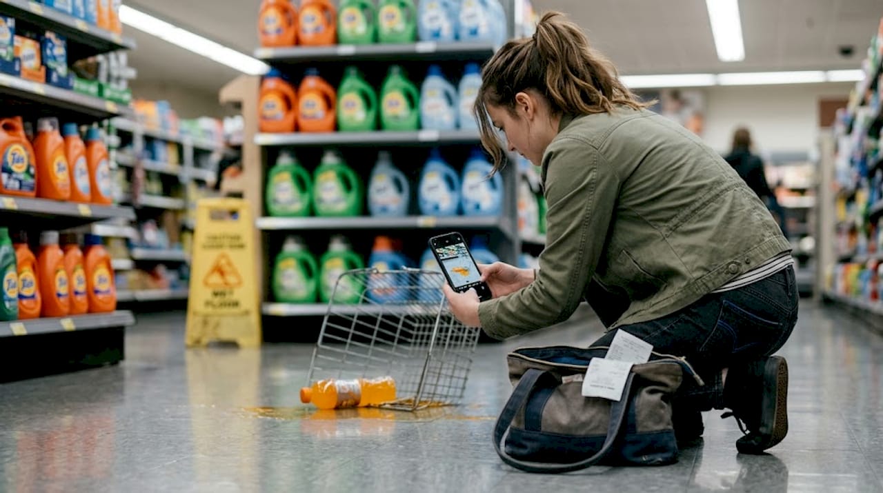 Person taking photos at accident scene