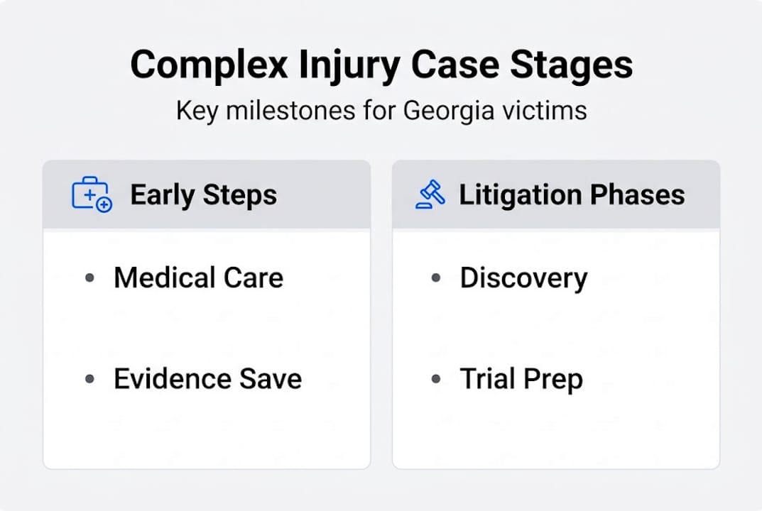 Infographic showing stages of injury case litigation