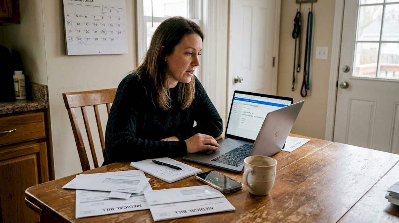 Woman calling insurance after accident