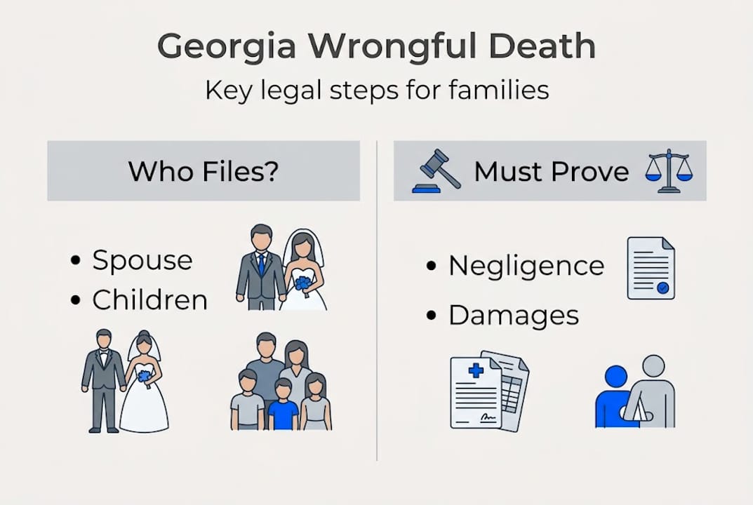 Infographic showing Georgia wrongful death basics
