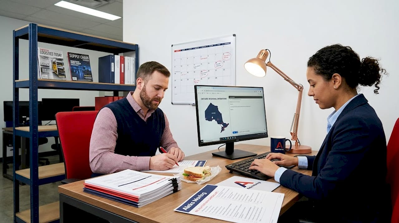 Business advisors preparing Ontario relocation materials