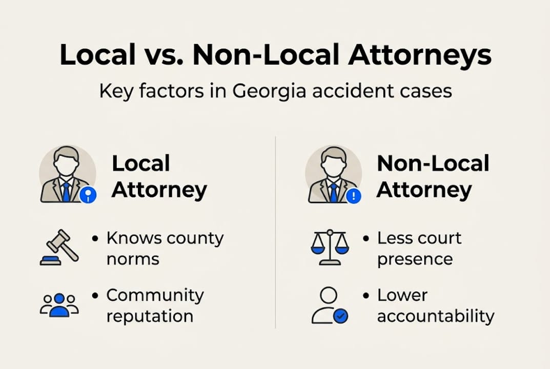 Infographic comparing local and non-local attorneys