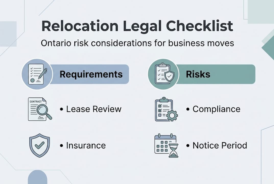 Infographic showing Ontario legal relocation checklist