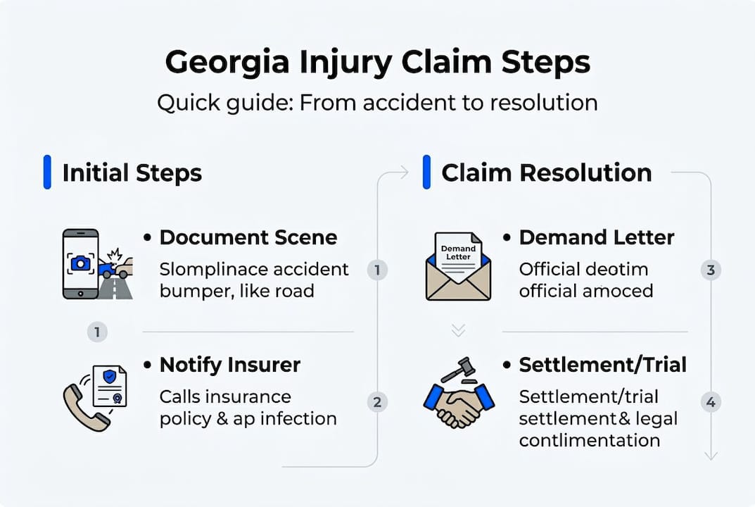 Infographic visualizing Georgia injury claim steps