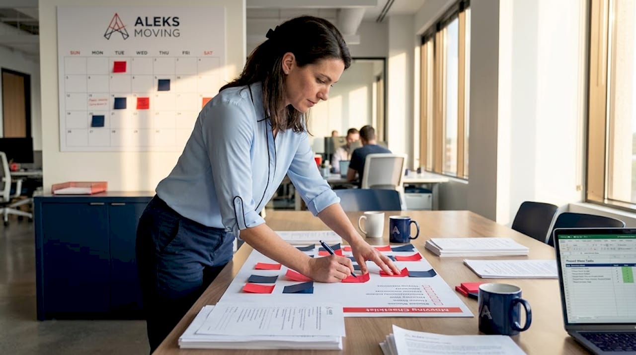 Manager organizing phased office move tasks