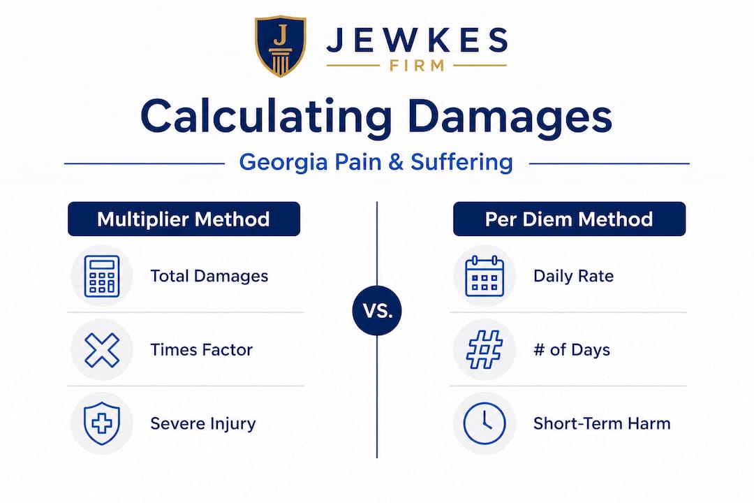 Infographic comparing calculation methods for pain and suffering