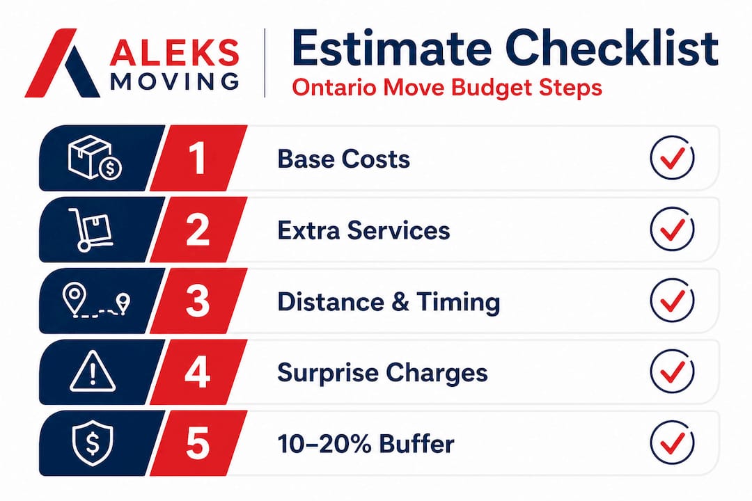 Checklist infographic for Ontario moving estimate extras
