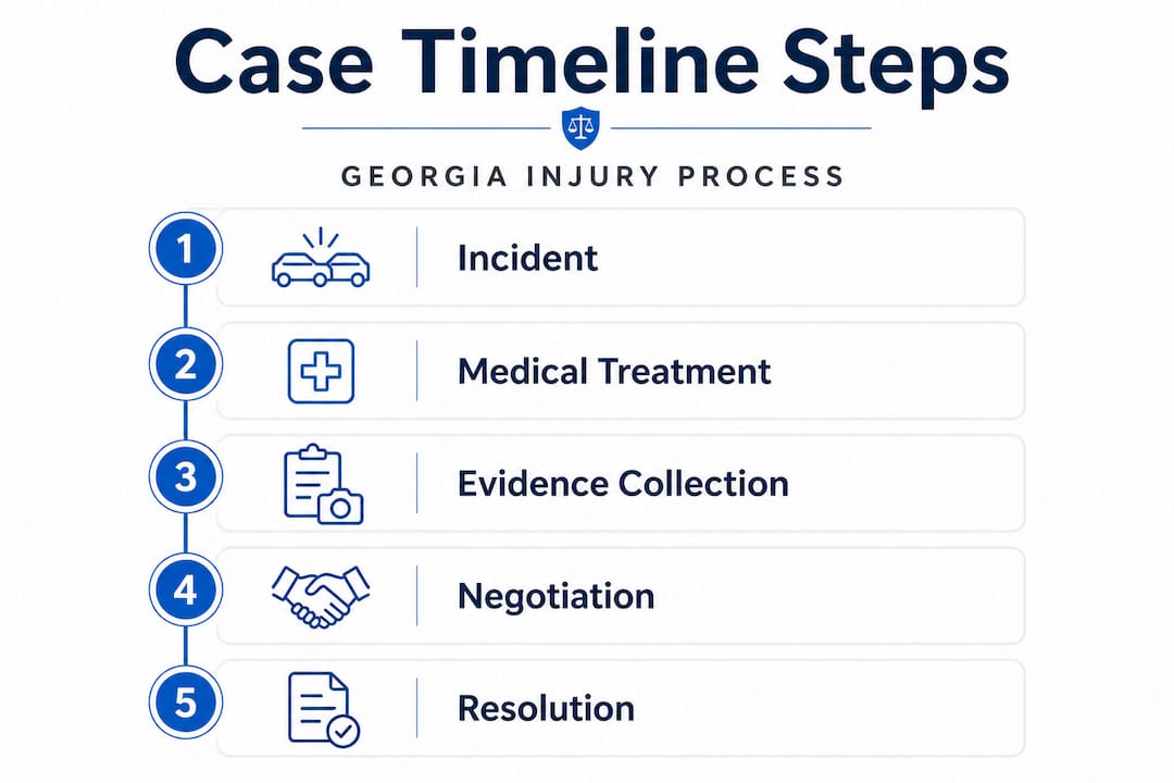 Infographic showing Georgia injury case timeline steps