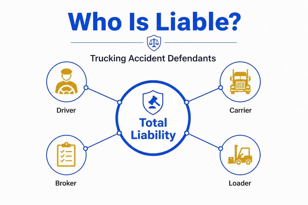 Hierarchy infographic of trucking accident liability parties