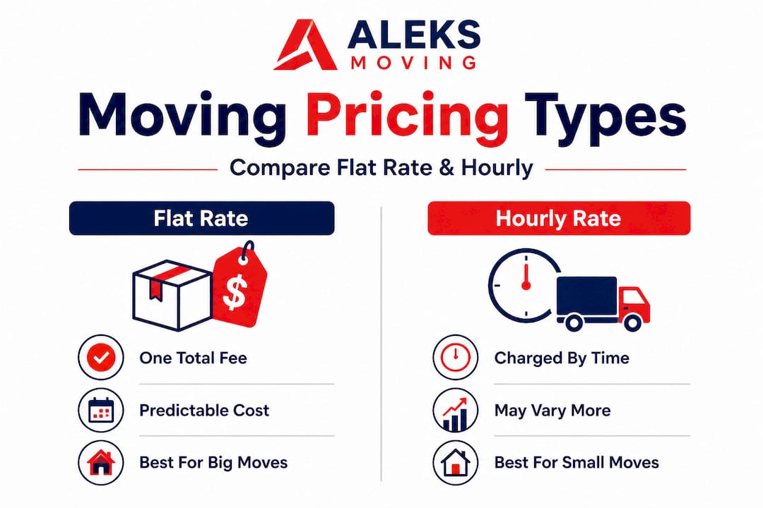 Infographic compares flat rate and hourly moving costs