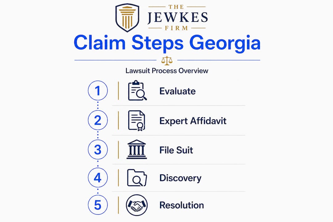 Infographic showing Georgia malpractice claim steps