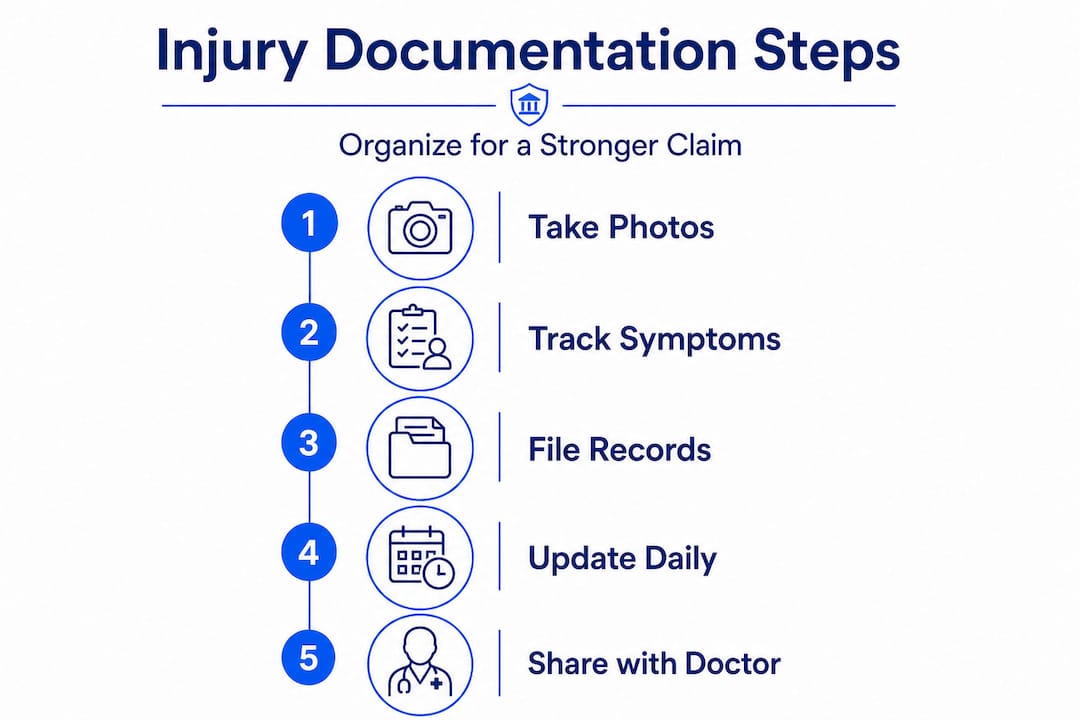 Step-by-step injury documentation infographic