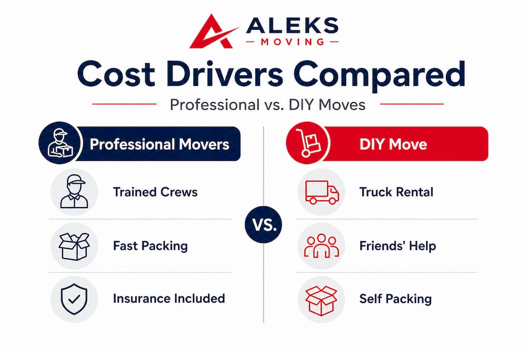 Infographic comparing professional movers and DIY costs