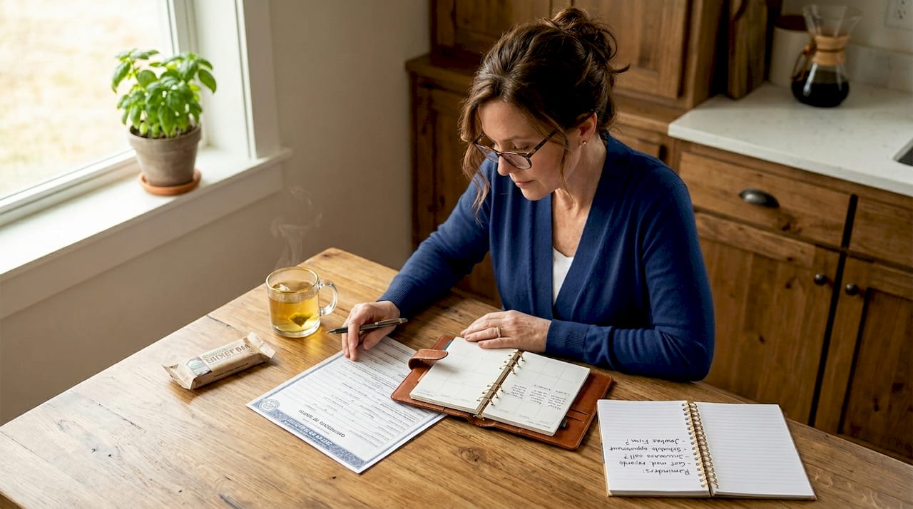 Woman carefully reviewing a death certificate