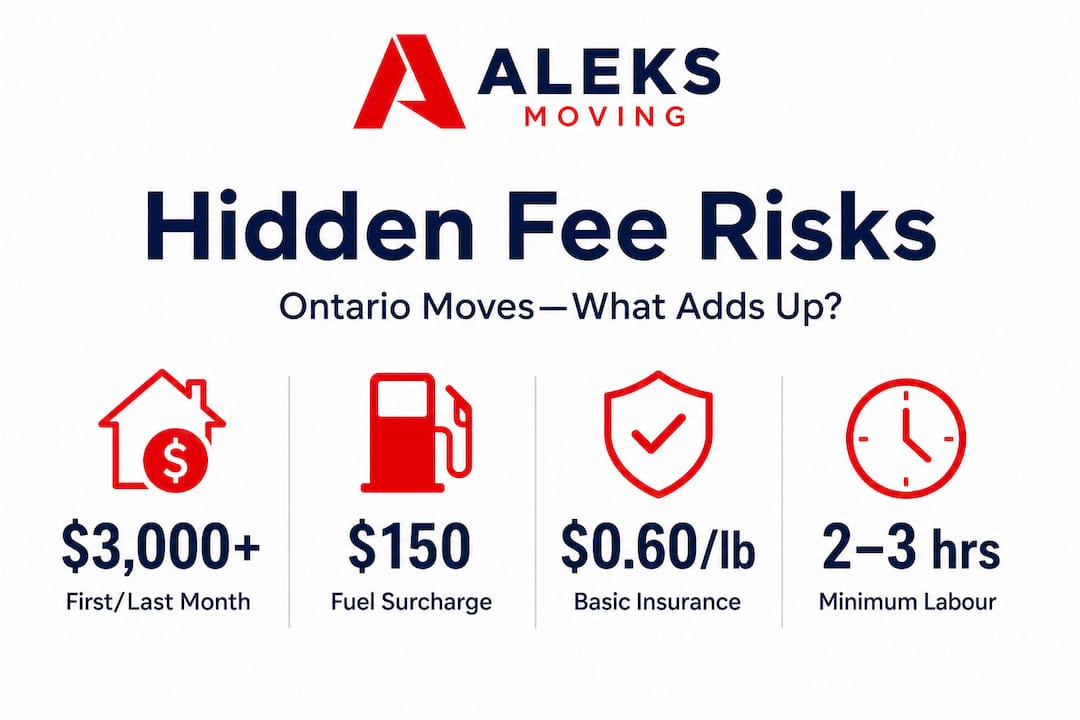 Infographic showing main hidden moving fees and amounts