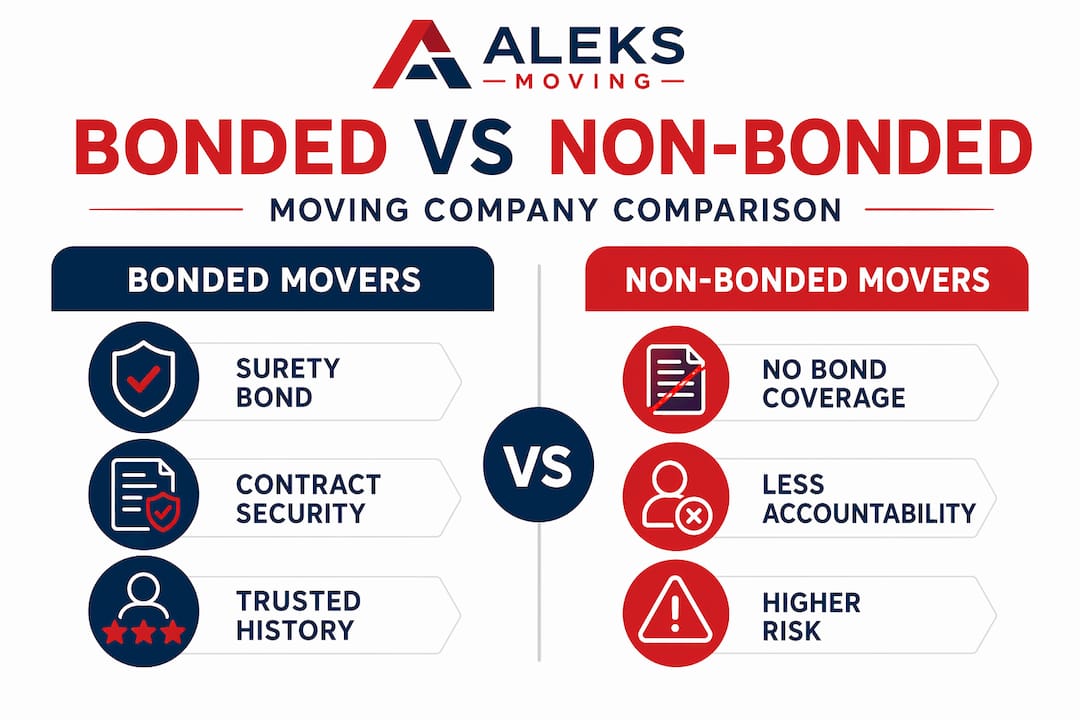 Infographic comparing bonded and non-bonded movers