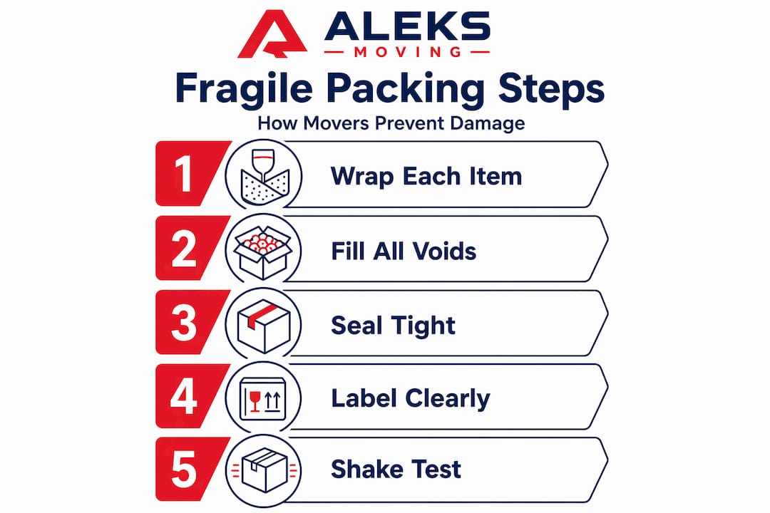 Infographic: Five steps for packing fragile items