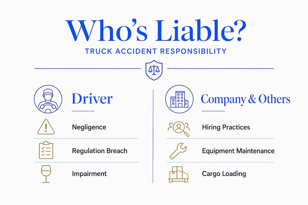 Infographic comparing truck driver and company liability