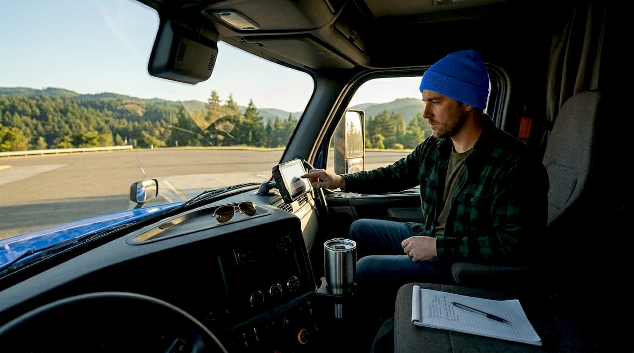 Truck driver using electronic logging device