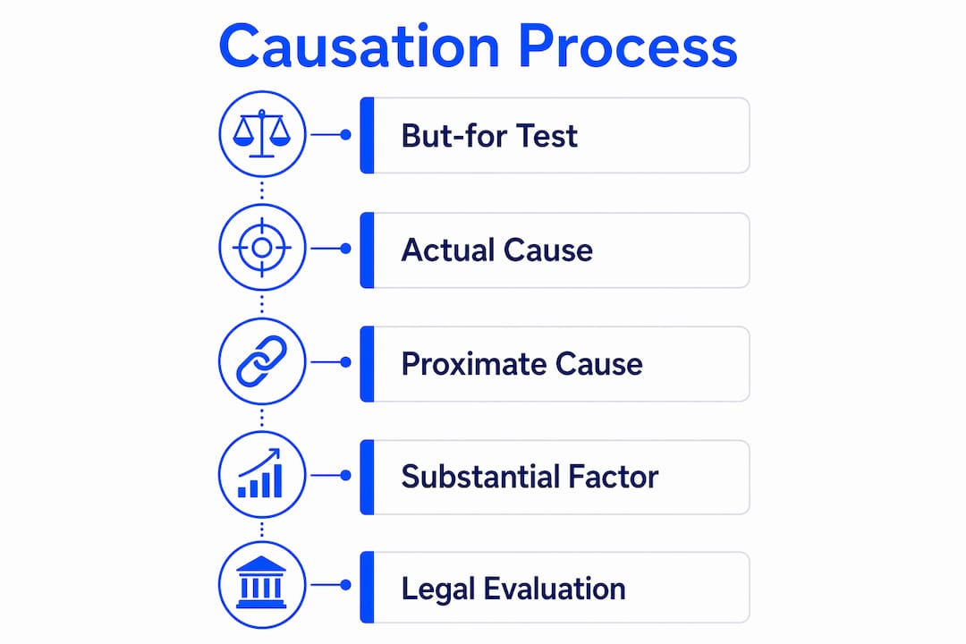 Infographic illustrating wrongful death causation steps