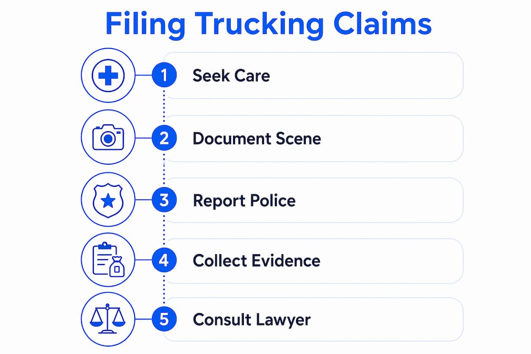 Step-by-step trucking claim filing infographic