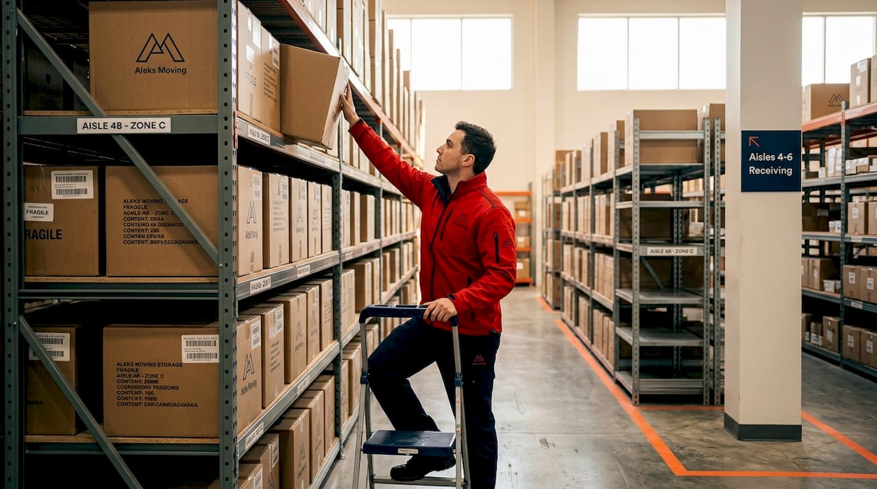 Heavy-duty shelving with employee picking inventory