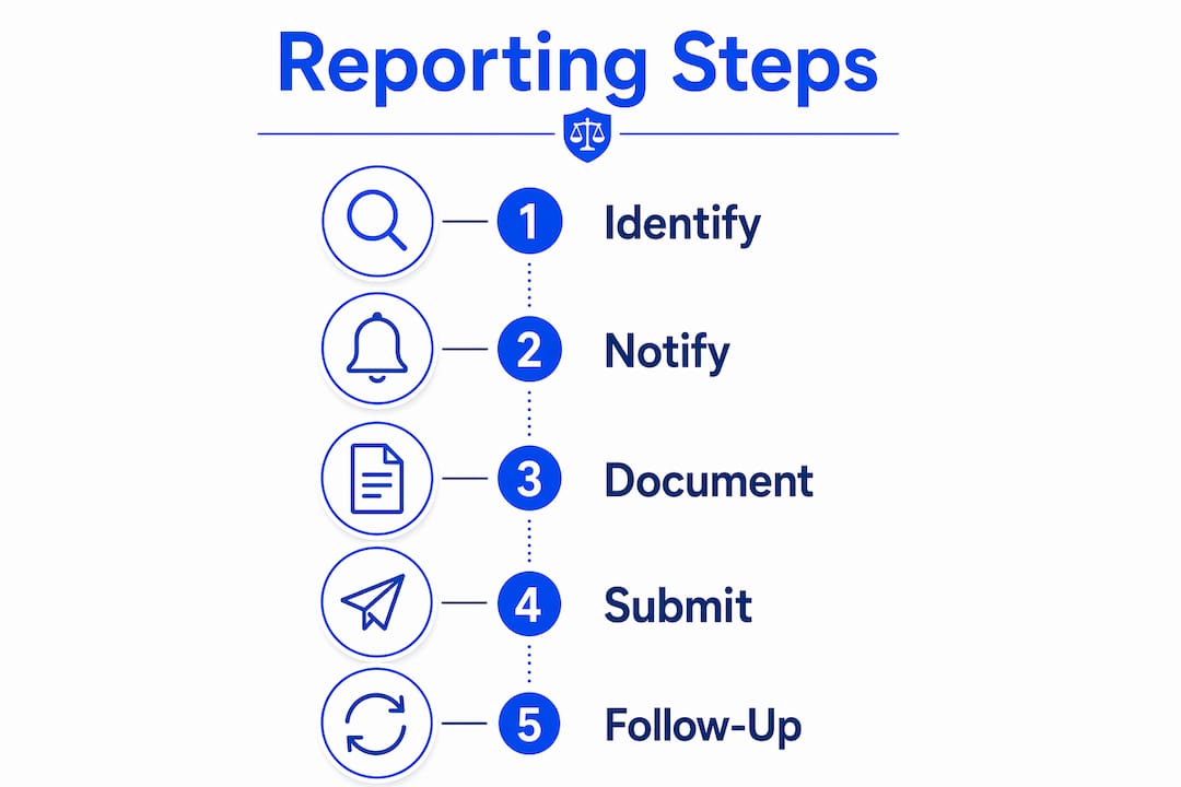 Infographic illustrating accident reporting steps