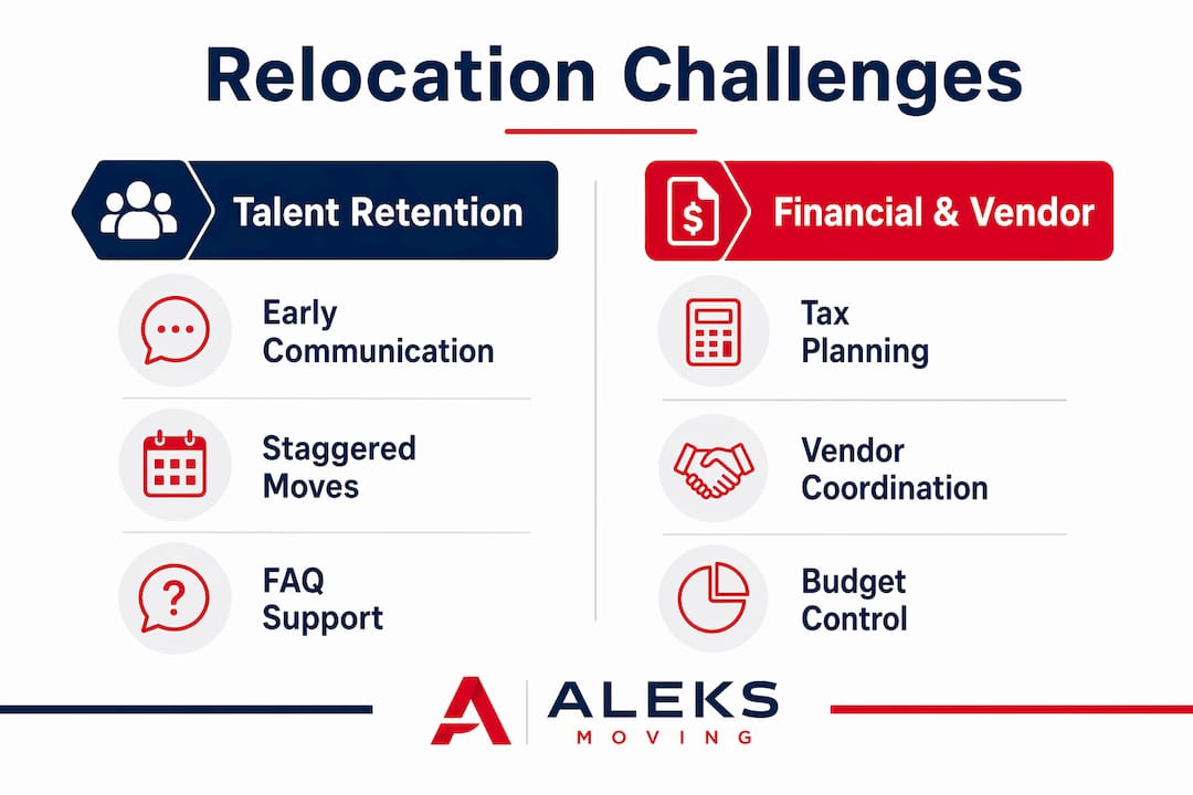 Infographic comparing corporate relocation challenges