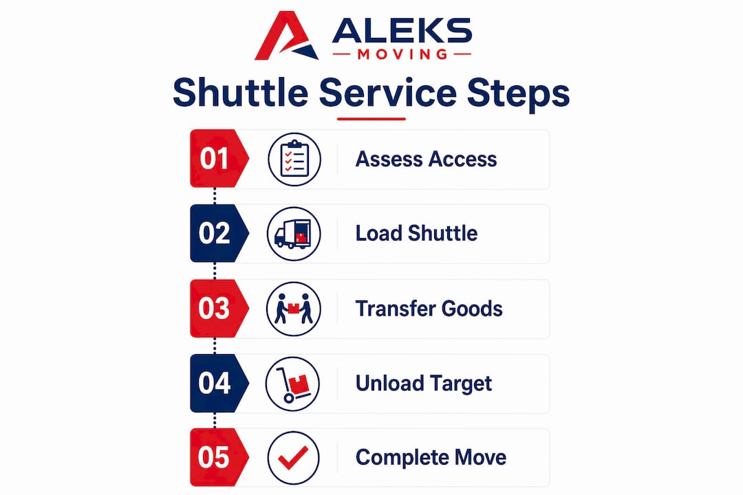 Step-by-step infographic showing shuttle moving process