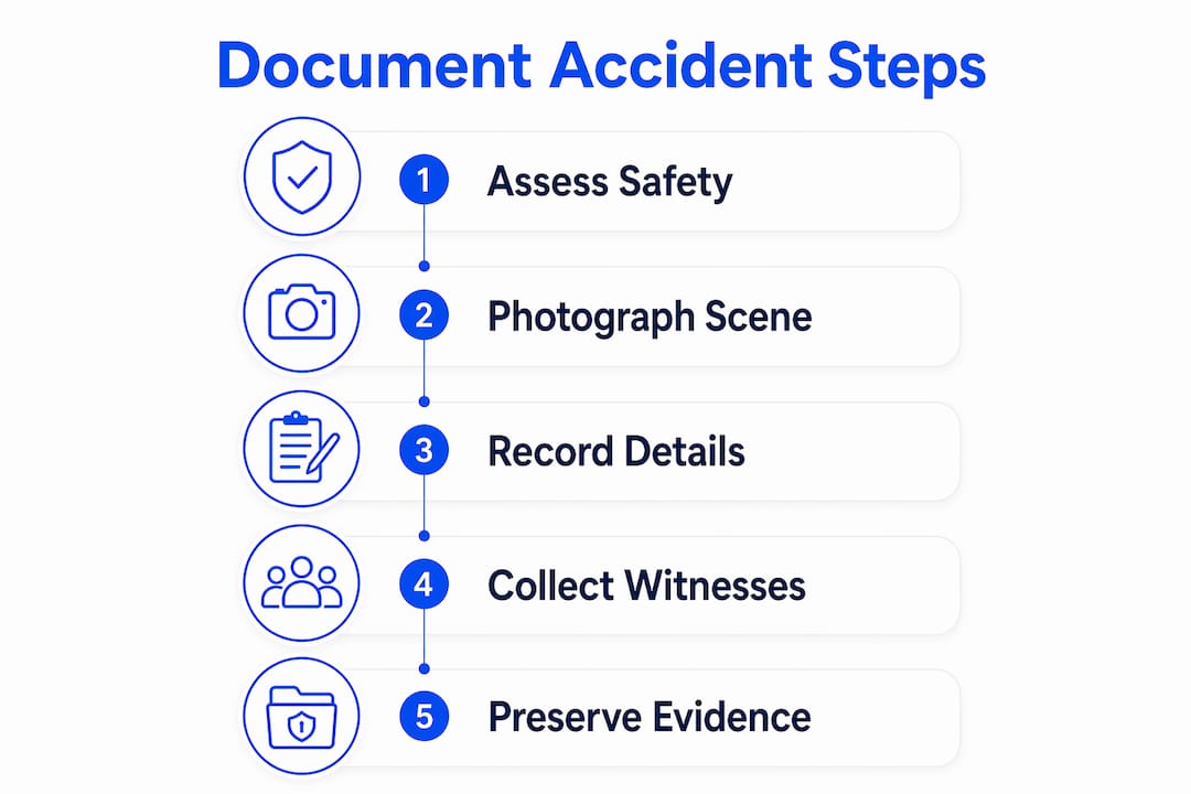 Infographic of 5 steps to document accident scene