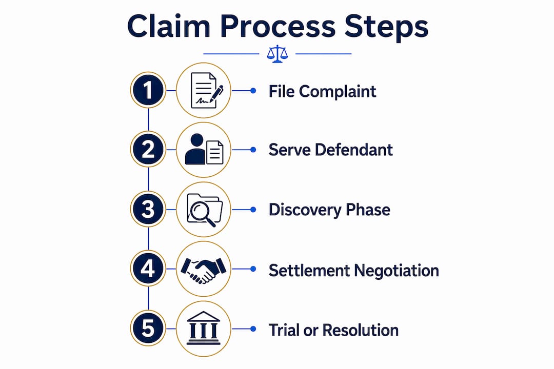 Step-by-step wrongful death claim process infographic