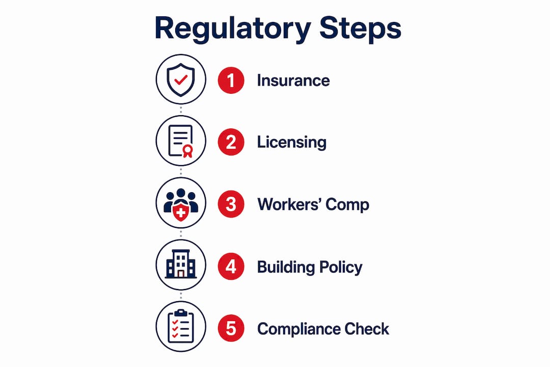 Infographic outlining office move regulatory steps