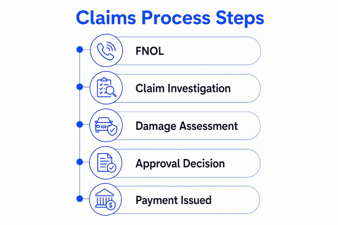 Infographic illustrating insurance claims steps