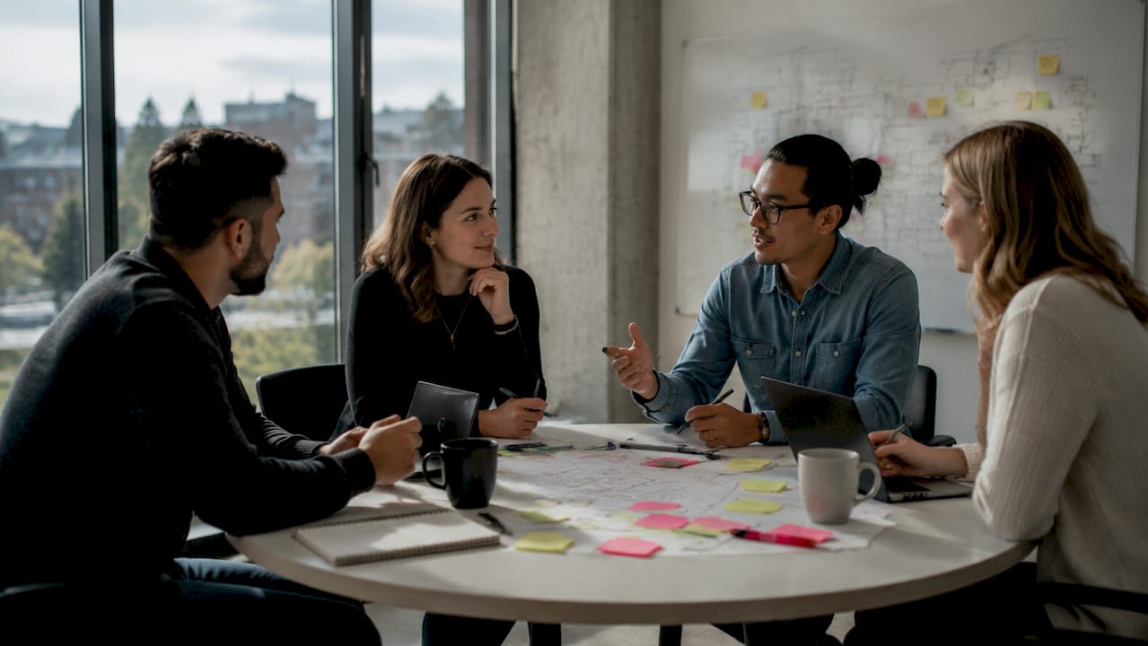 Team planning office relocation workflow