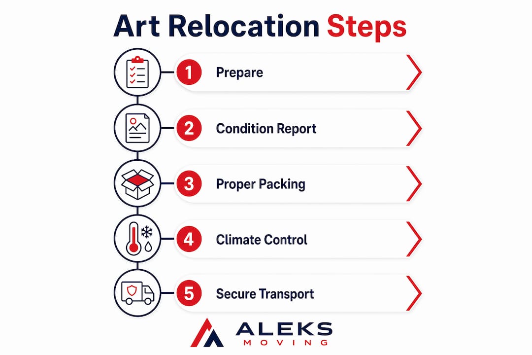 Infographic outlining safe art relocation steps