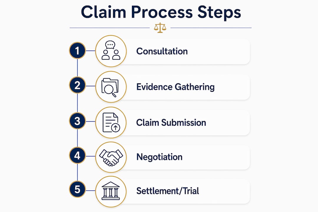 Infographic illustrating medical negligence claim steps