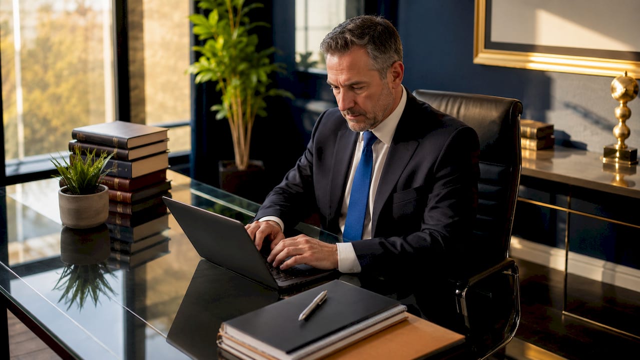 Attorney preparing spoliation letter in office